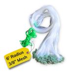 6 Ft Drawstring Cast Net (3/8 mono mesh) CHAIN BOTTOM - Elite series