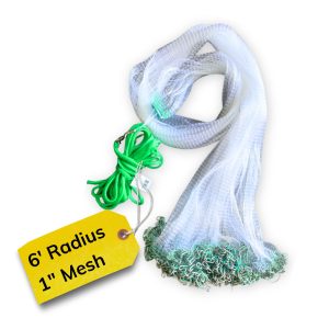 6 Ft Drawstring Cast Net (1 mono mesh) CHAIN BOTTOM - Elite series